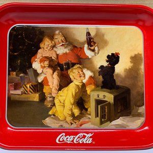 Vintage 1986 Coca Cola Christmas, Holiday Metal Tray